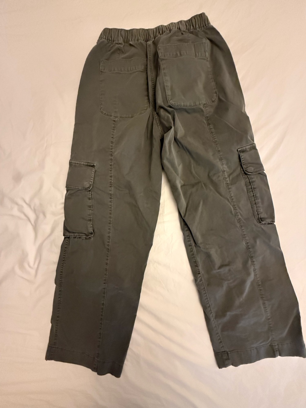 Abercrombie Fitch Baggy Cargo Pants Women S Army Green Pull-on Drawstring Zipper - Picture 3 of 4